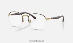 rb6487 optiek gepolijst bruin op goud XX46DZ2181 Heren Ray-Ban bril