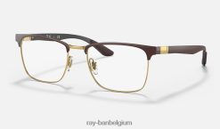 rb8421 optiek gepolijst bruin op goud XX46DZ2080 Heren Ray-Ban bril