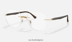 rb8768 optiek gepolijst bruin op goud XX46DZ2468 Heren Ray-Ban bril